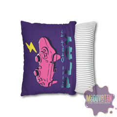 Game Over Spun Polyester Square Pillowcase - Deep Purple - MOODOVATION