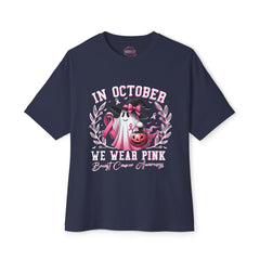 In October We Wear Pink – Breast Cancer Awareness Unisex Oversized Boxy Tee