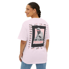 Intense Feelings – Unisex Oversized Boxy Tee - Black/Rose Print