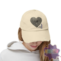 Self Love Fingerprint Heart – Unisex Distressed Vintage Hat - MOODOVATION