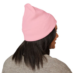 Breast Cancer Awareness Embroidered Beanie – Courage, Strength & Faith Ribbon