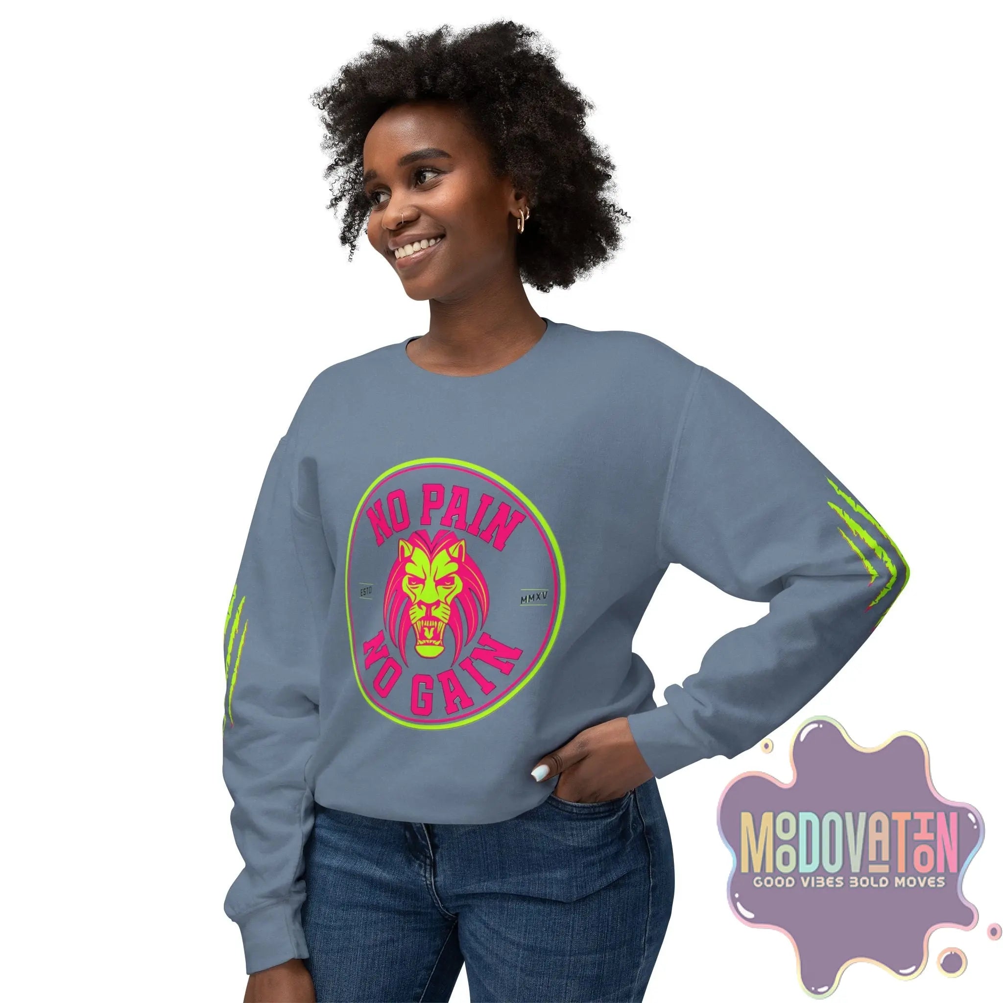 No Pain No Gain Unisex Lightweight Crewneck Sweatshirt - Spring Edition Moodovation