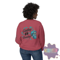 Feeling Is Healing Heart-print Unisex Lightweight Crewneck Sweater - Spring Edition Moodovation