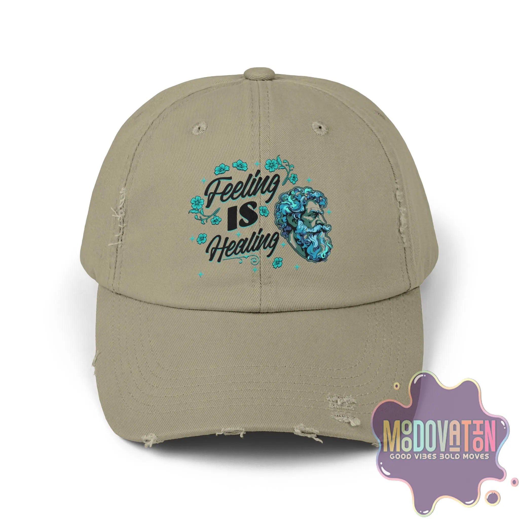 Stoic Feeling Is Healing – Unisex Distressed Vintage Hat - MOODOVATION