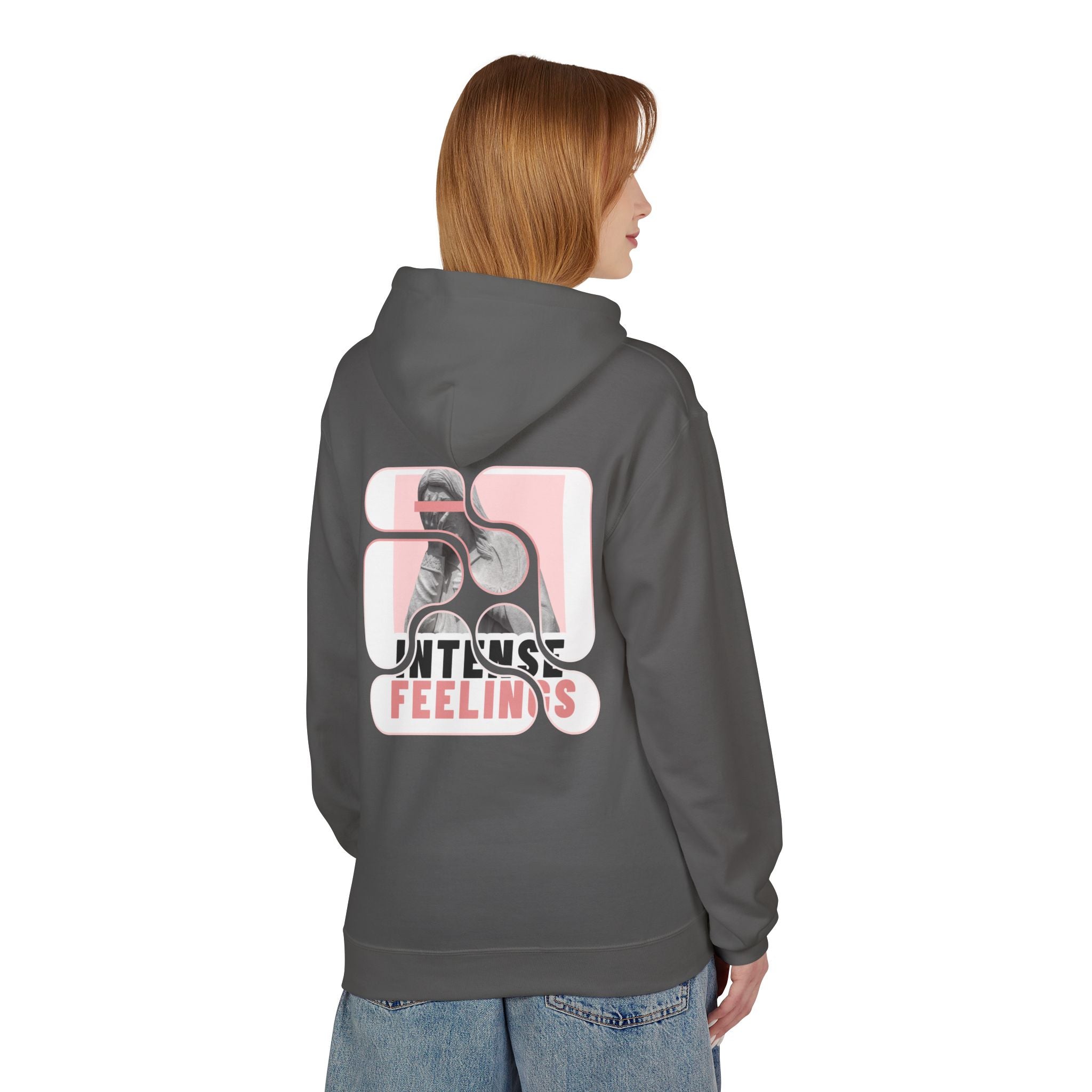 Intense Feelings Unisex Midweight Hoodie - Rose Pink Print