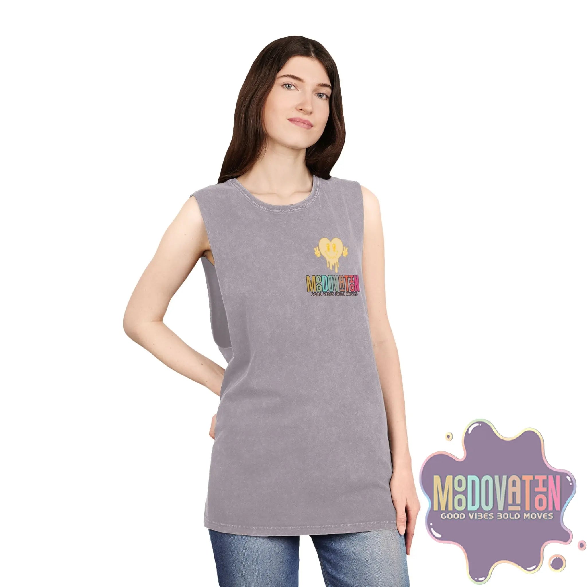 Good Vibes Bold Moves Stonewash Unisex Tank Top – Brand Edition Moodovation