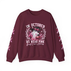 In October We Wear Pink – Breast Cancer Awareness Unisex Crewneck Sweatshirt
