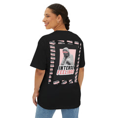 Intense Feelings – Unisex Oversized Boxy Tee - Black/Rose Print