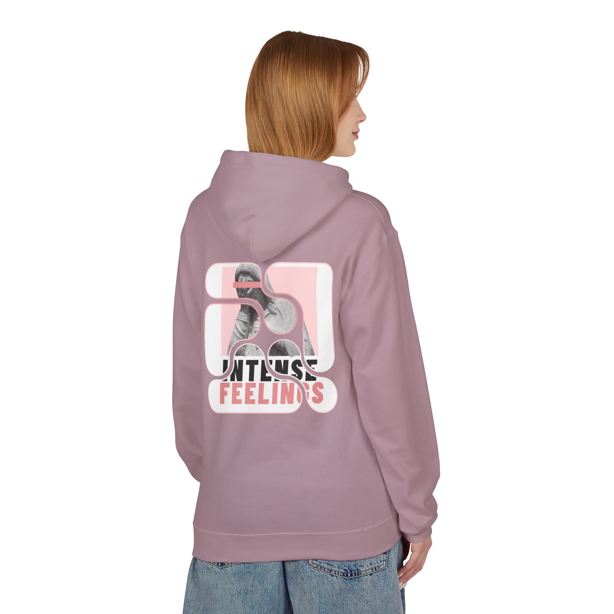Intense Feelings Unisex Midweight Hoodie - Rose Pink Print
