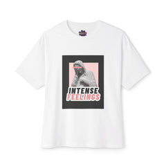 Intense Feelings – Unisex Oversized Boxy Tee - Black/Rose Print