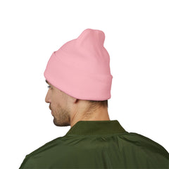 Breast Cancer Awareness Embroidered Beanie – Courage, Strength & Faith Ribbon