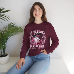 In October We Wear Pink – Breast Cancer Awareness Unisex Crewneck Sweatshirt
