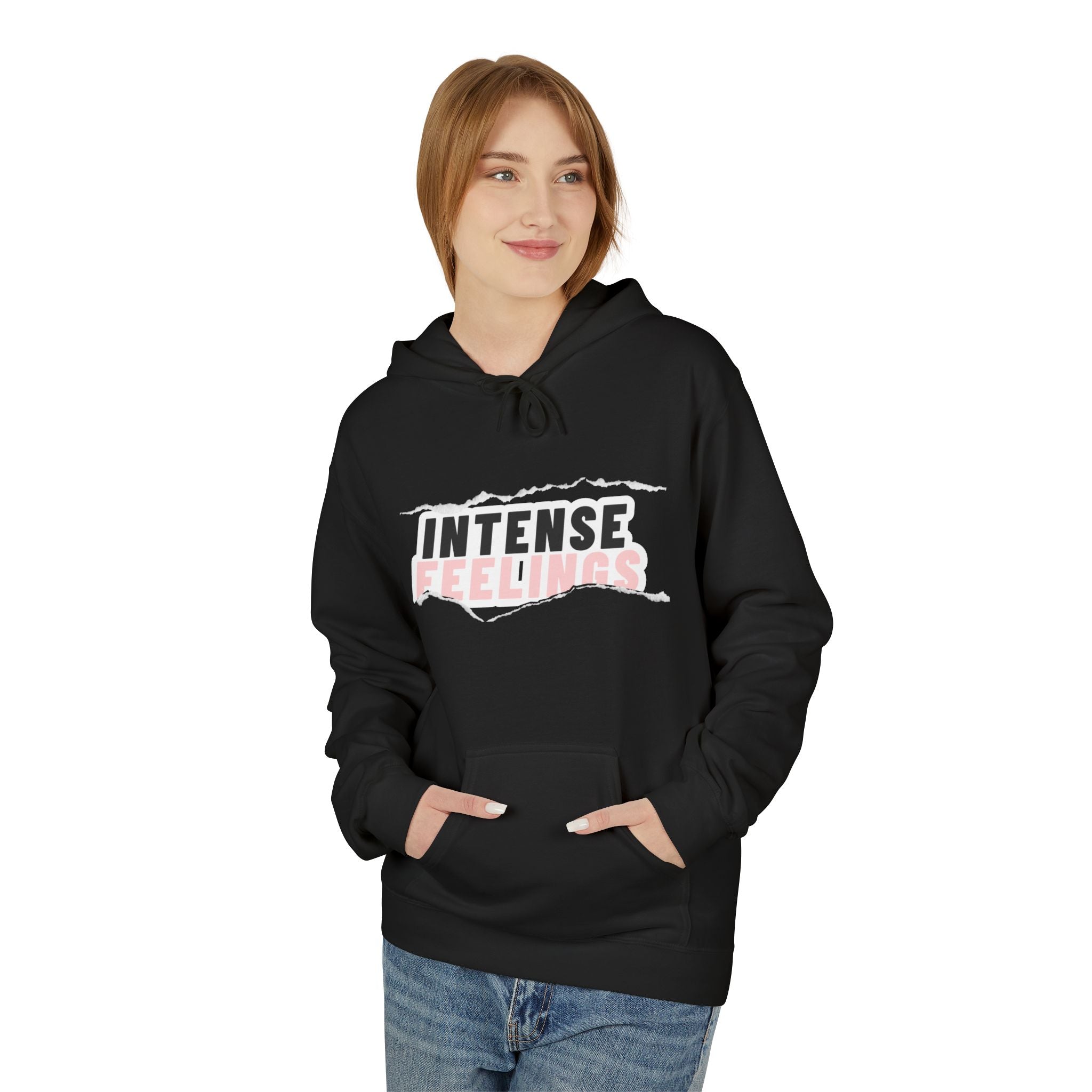Intense Feelings Unisex Midweight Hoodie - Rose Pink Print