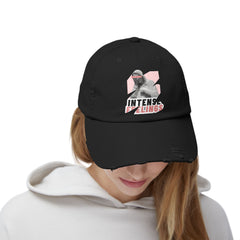 Intense Feelings - Black/Rose Pink Print Vintage Distressed Hat