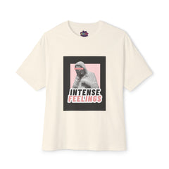 Intense Feelings – Unisex Oversized Boxy Tee - Black/Rose Print