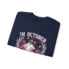 In October We Wear Pink – Breast Cancer Awareness Unisex Crewneck Sweatshirt