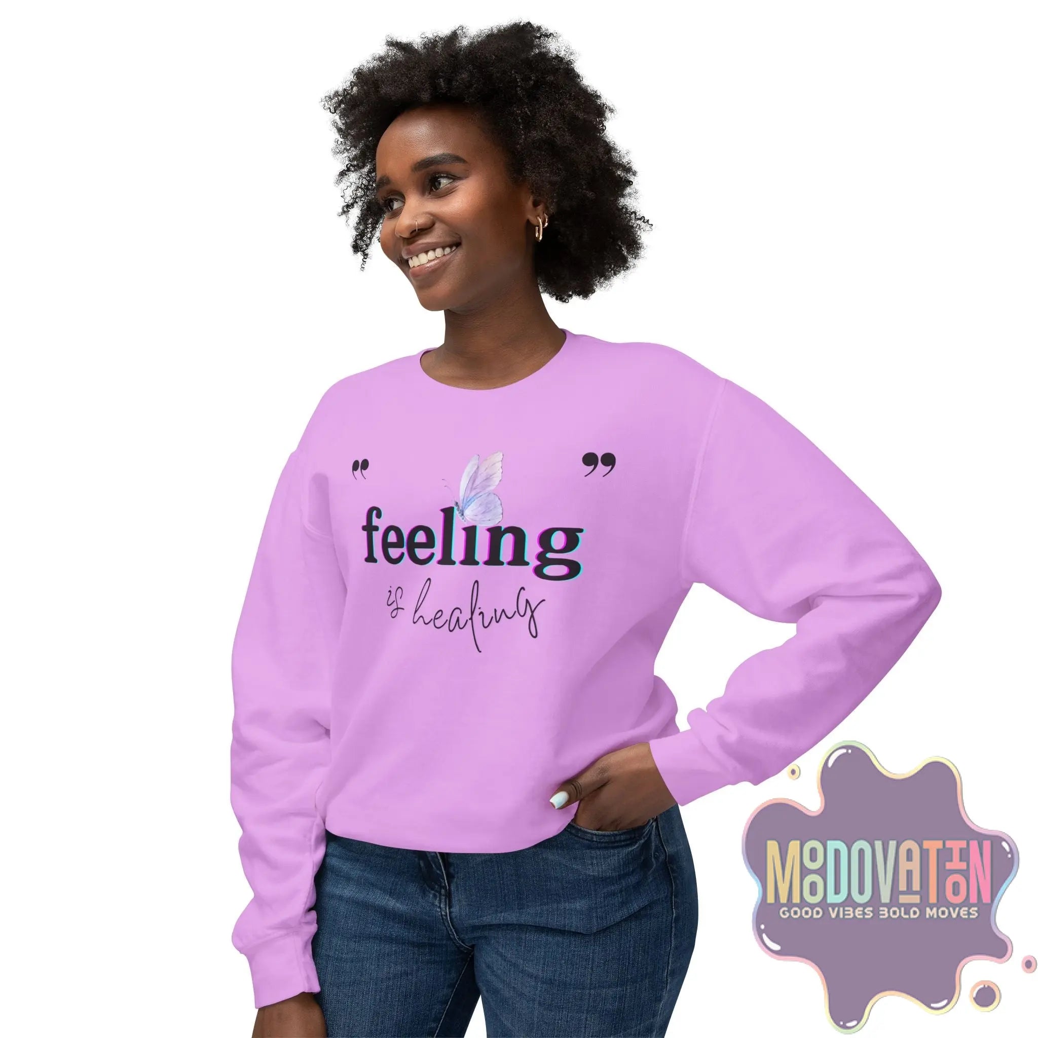 Feeling Is Healing Lightweight Crewneck Sweatshirt - Spring Edition Moodovation
