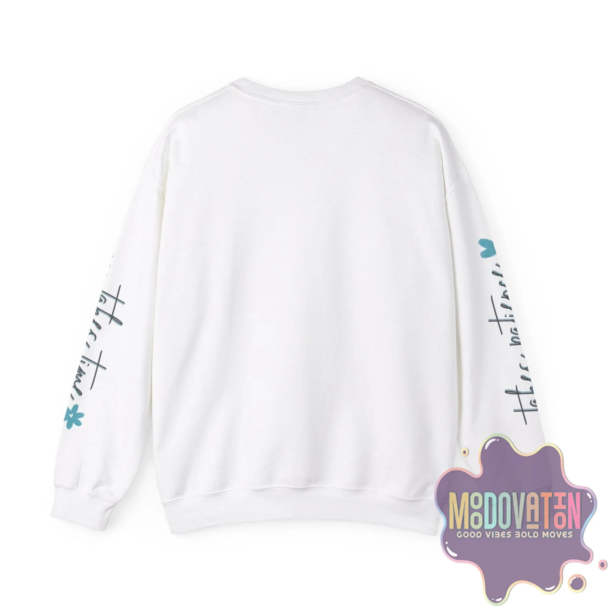 Good Things - Unisex Heavy Blend Crewneck Sweatshirt - Large Graphic Sleeve - MOODOVATION