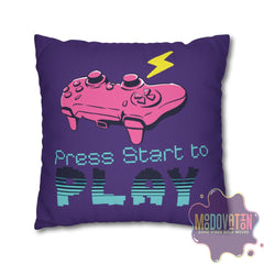Game Over Spun Polyester Square Pillowcase - Deep Purple - MOODOVATION