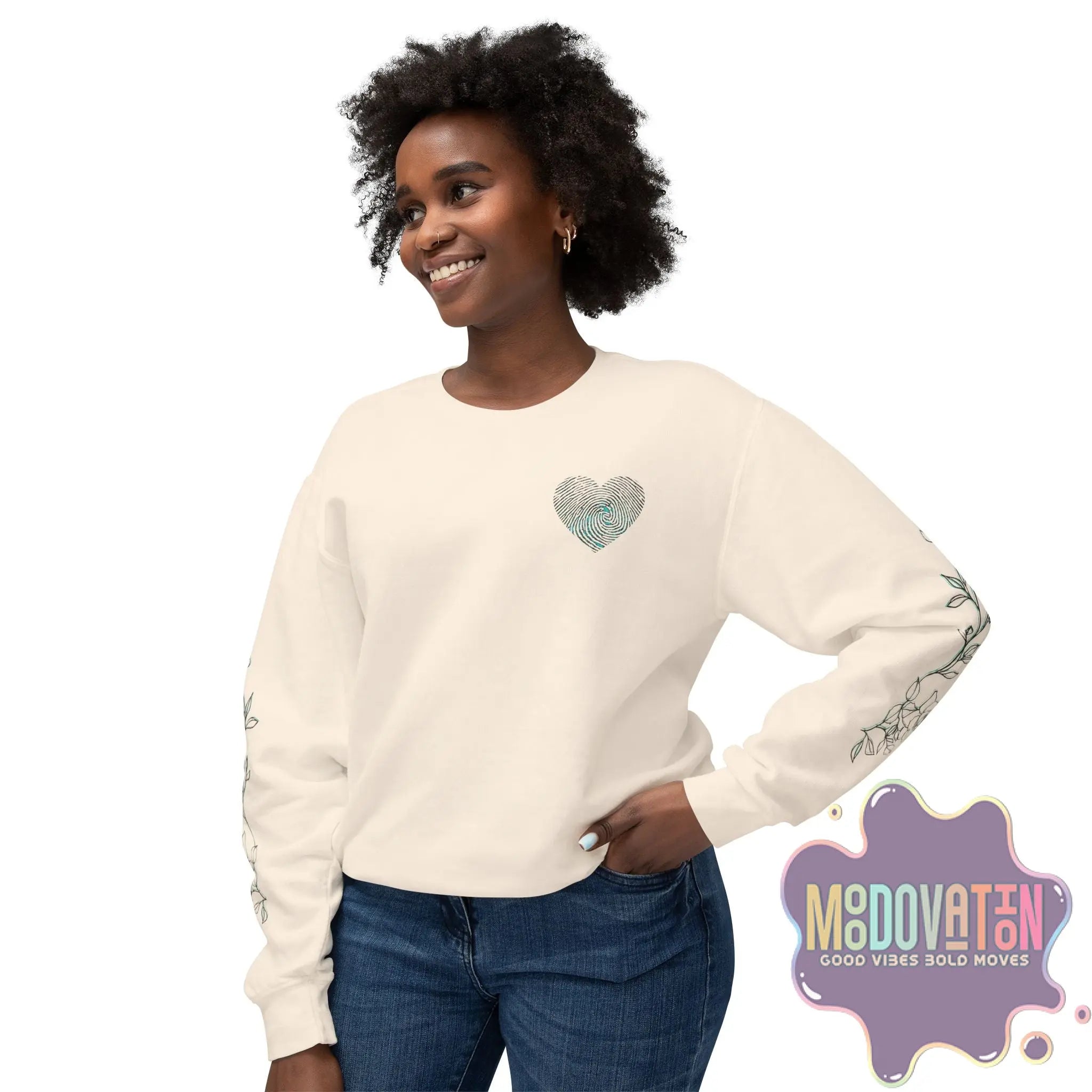 Feeling Is Healing Heart-print Unisex Lightweight Crewneck Sweater - Spring Edition Moodovation