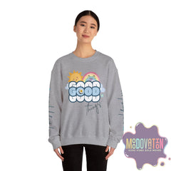 Good Things - Unisex Heavy Blend Crewneck Sweatshirt - Large Graphic Sleeve - MOODOVATION