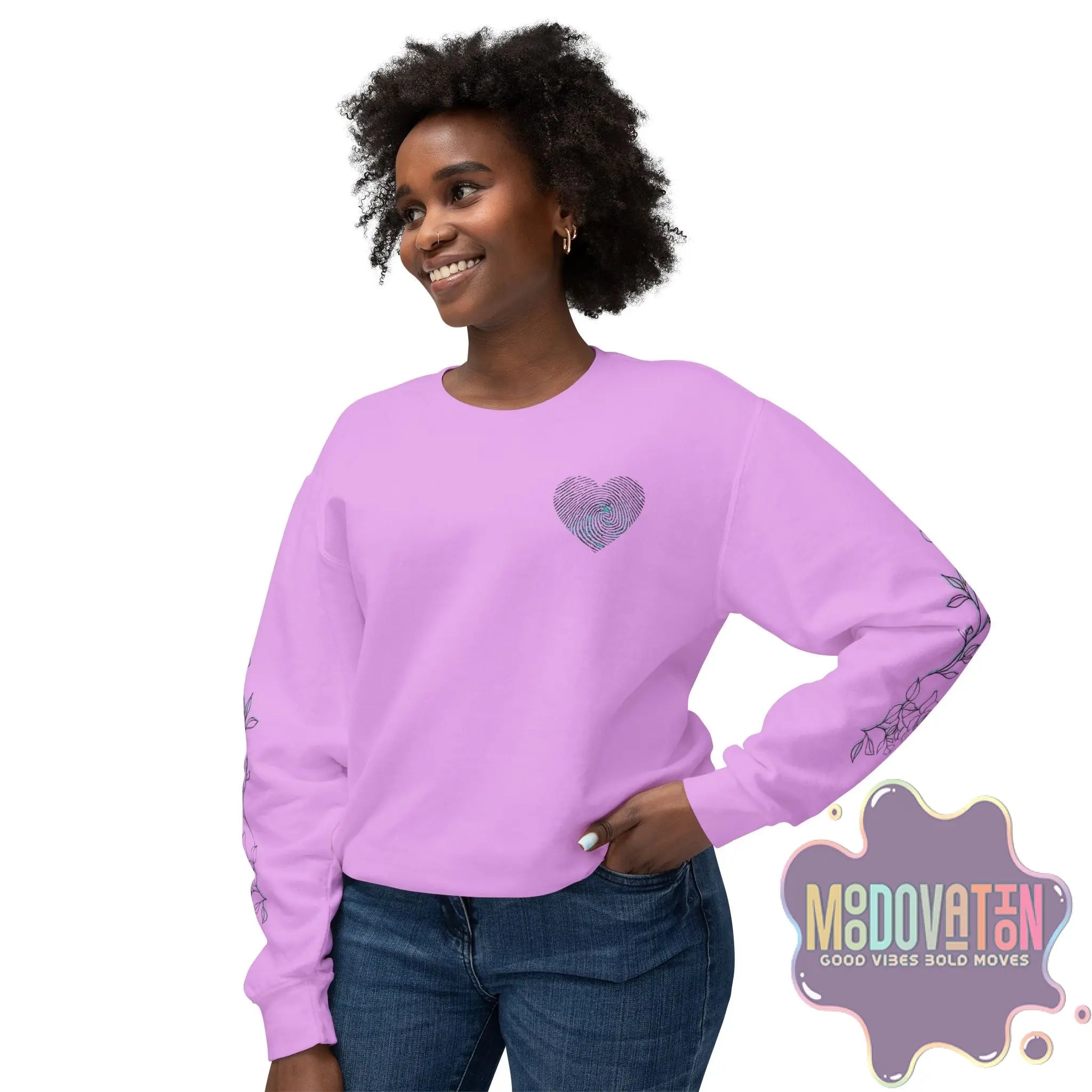 Feeling Is Healing Heart-print Unisex Lightweight Crewneck Sweater - Spring Edition Moodovation