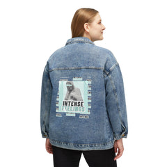 Intense Feelings - Women's Cyan Print Denim Jacket