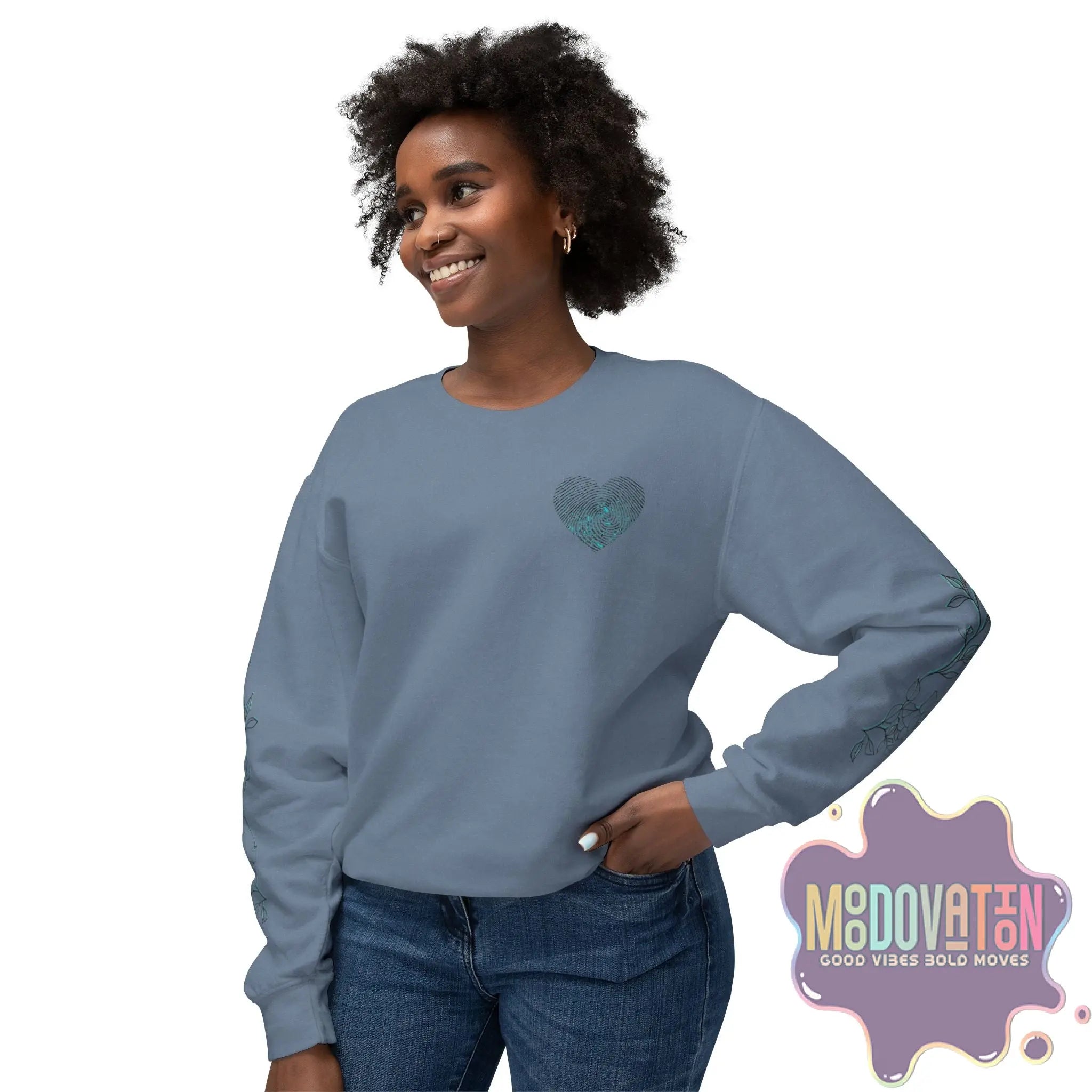 Feeling Is Healing Heart-print Unisex Lightweight Crewneck Sweater - Spring Edition Moodovation