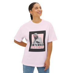 Intense Feelings – Unisex Oversized Boxy Tee - Black/Rose Print