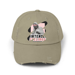 Intense Feelings - Black/Rose Pink Print Vintage Distressed Hat