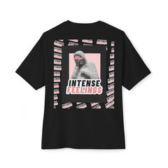 Intense Feelings – Unisex Oversized Boxy Tee - Black/Rose Print