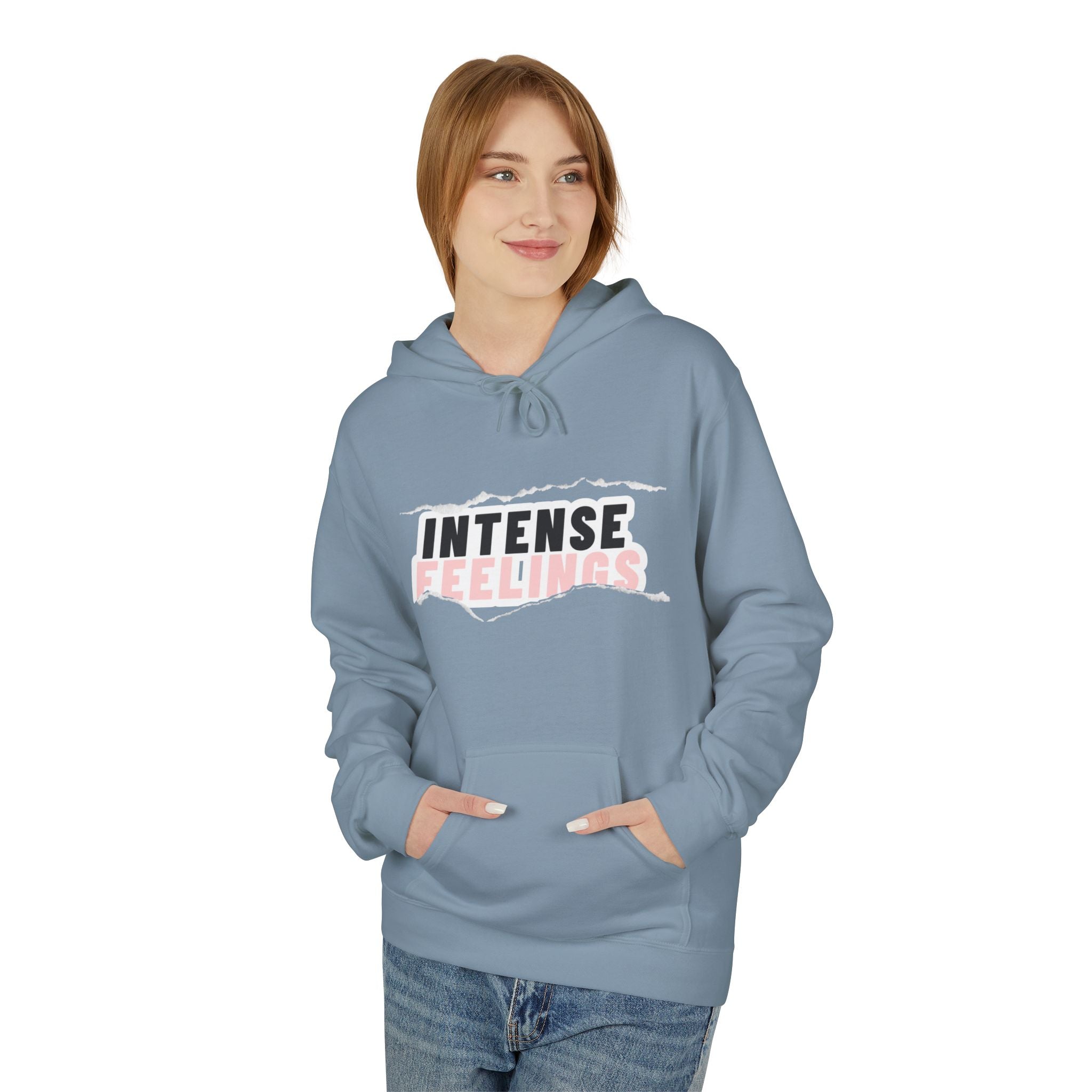 Intense Feelings Unisex Midweight Hoodie - Rose Pink Print
