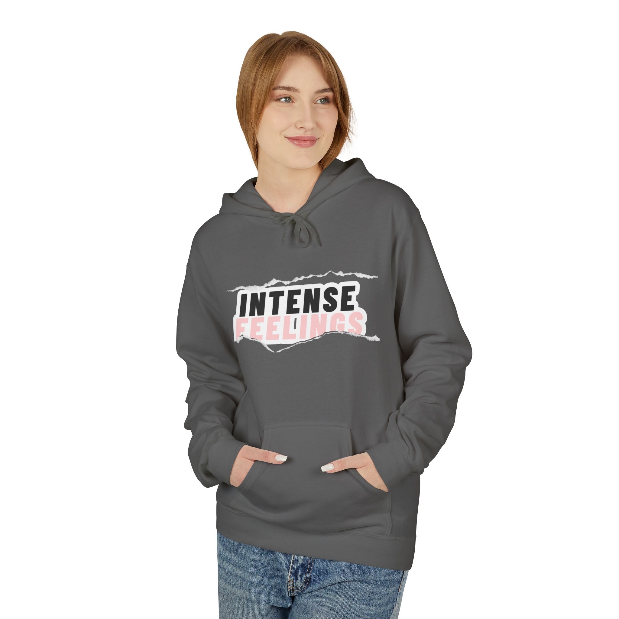 Intense Feelings Unisex Midweight Hoodie - Rose Pink Print