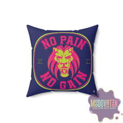 No Pain No Gain Spun Polyester Square Pillow - Navy Blue - MOODOVATION