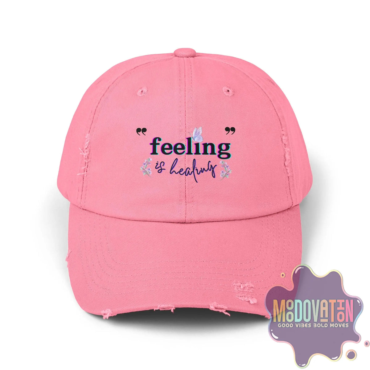Feeling Is Healing - Unisex Distressed Vintage Hat - MOODOVATION