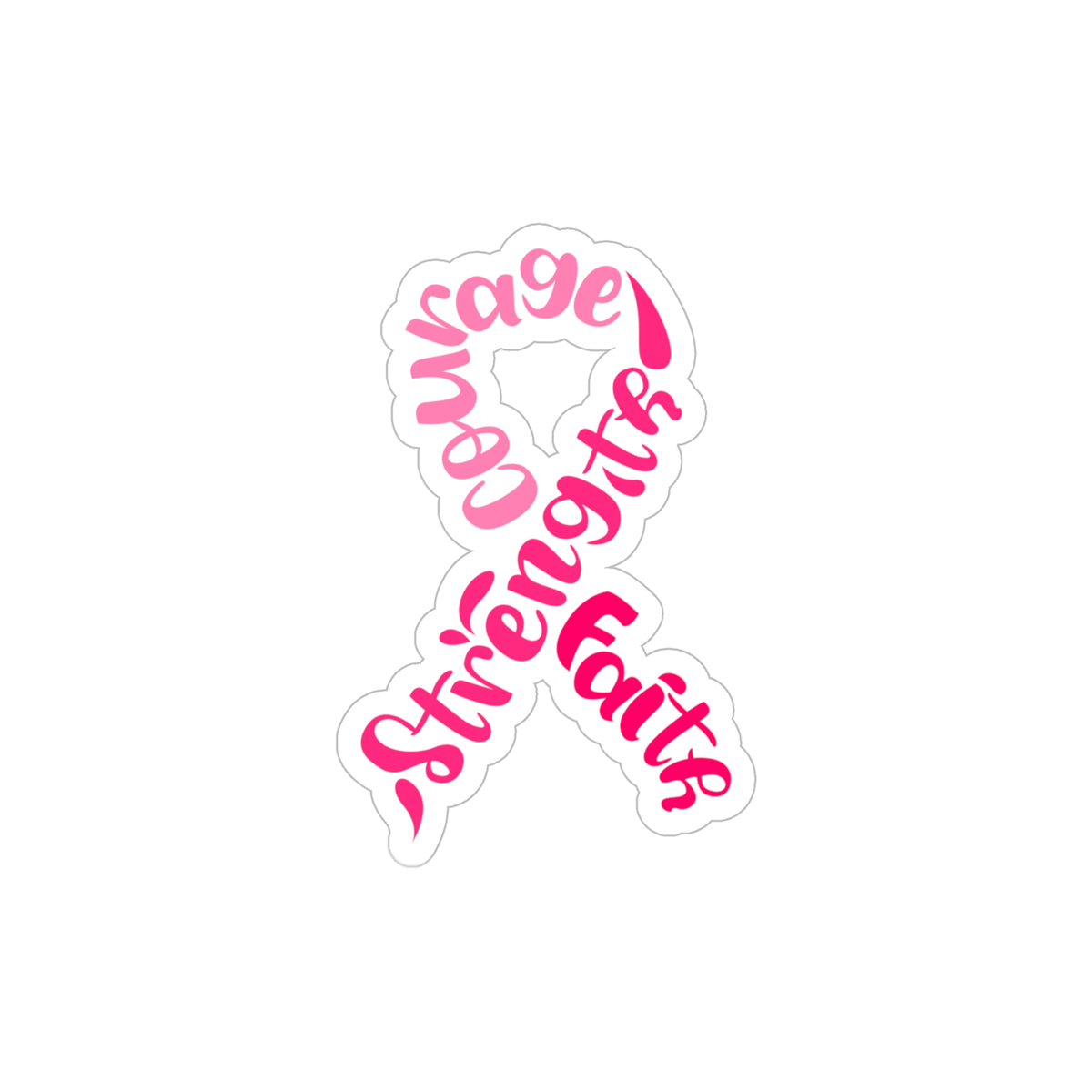 Transparent Breast Cancer Awareness Ribbon Decal – Courage, Strength & Faith