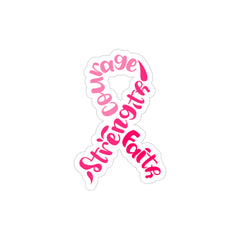 Transparent Breast Cancer Awareness Ribbon Decal – Courage, Strength & Faith
