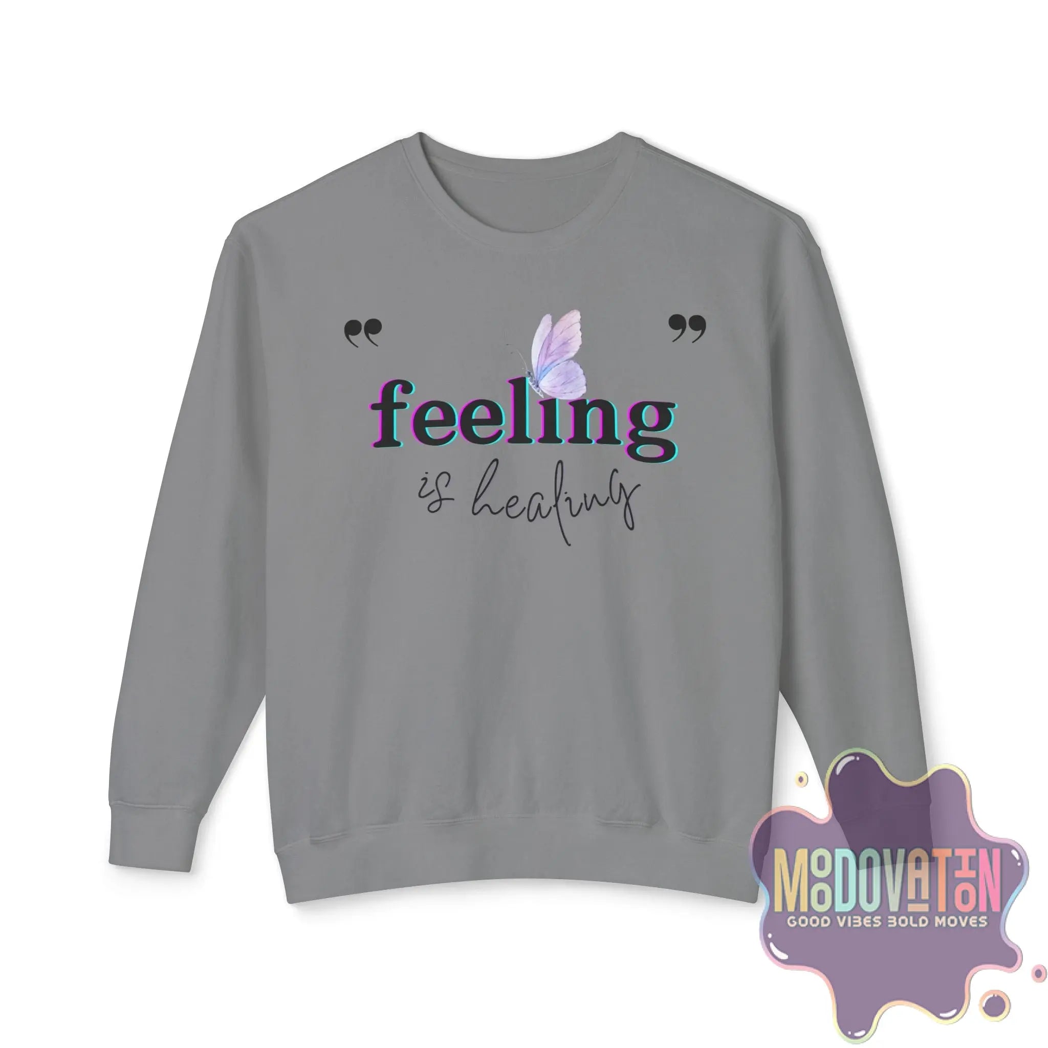 Feeling Is Healing Lightweight Crewneck Sweatshirt - Spring Edition Moodovation