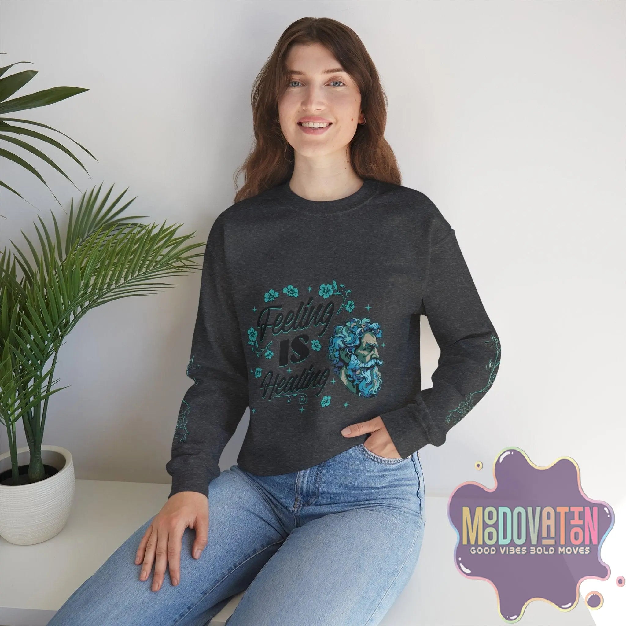 Feeling Is Healing Unisex Heavy Blend Crewneck Sweatshirt - MOODOVATION