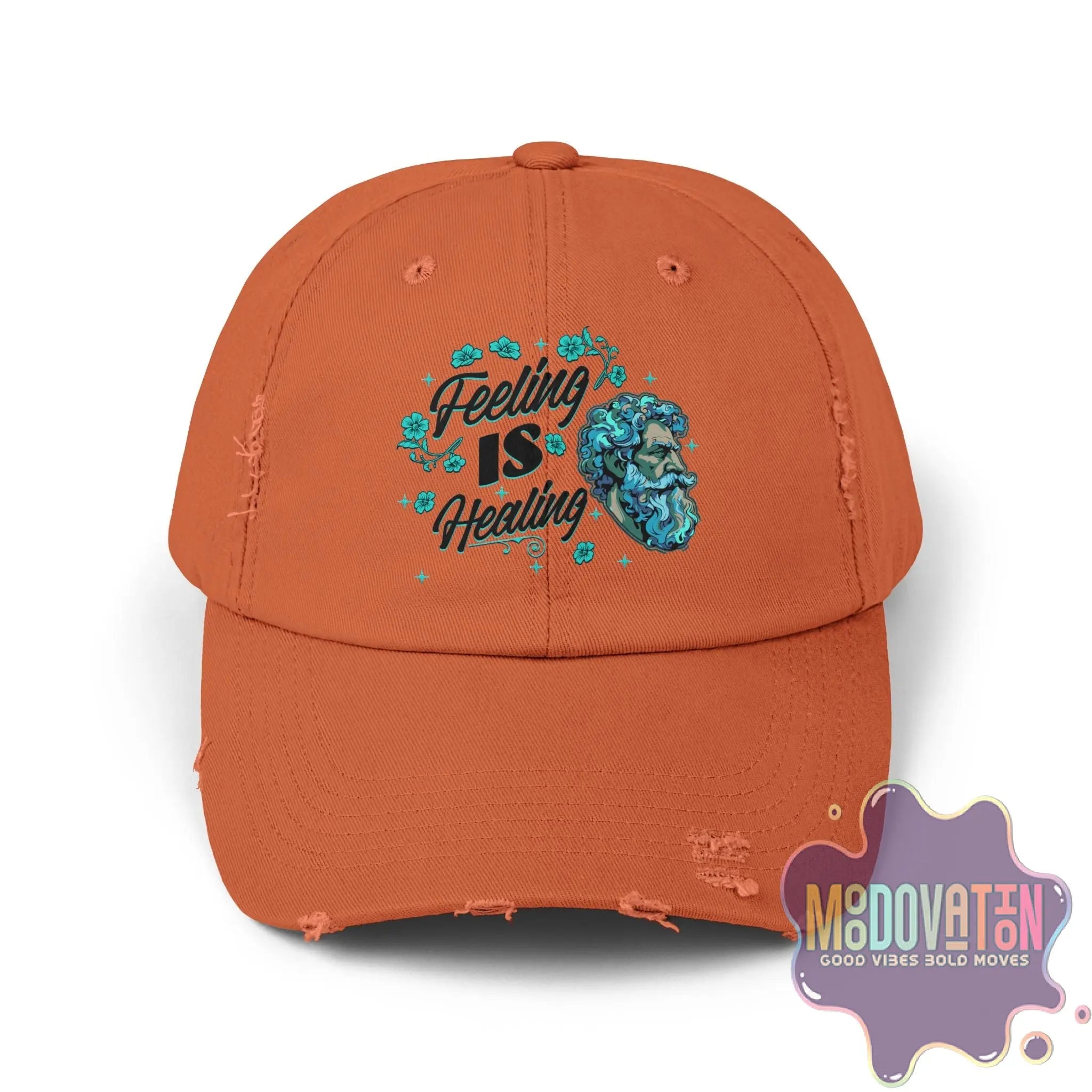 Stoic Feeling Is Healing – Unisex Distressed Vintage Hat - MOODOVATION