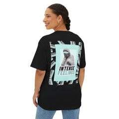 Intense Feelings – Cyan Print Unisex Oversized Tee