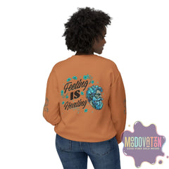 Feeling Is Healing Heart-print Unisex Lightweight Crewneck Sweater - Spring Edition Moodovation