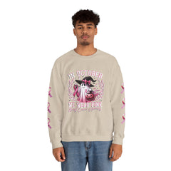 In October We Wear Pink – Breast Cancer Awareness Unisex Crewneck Sweatshirt