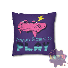 Game Over Spun Polyester Square Pillowcase - Deep Purple - MOODOVATION