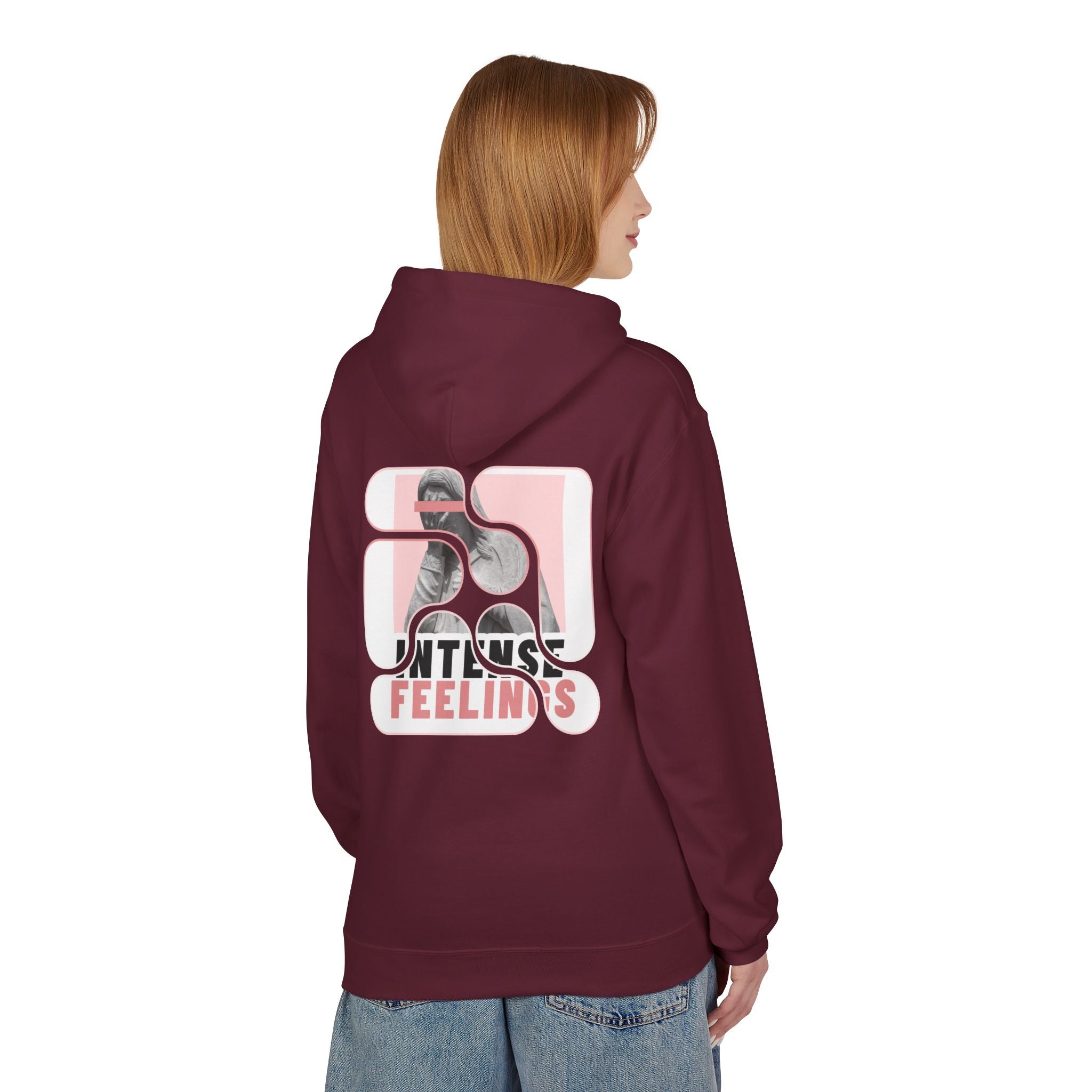 Intense Feelings Unisex Midweight Hoodie - Rose Pink Print