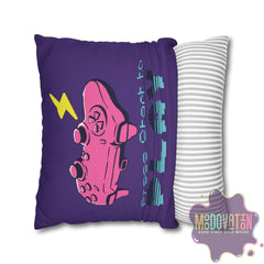 Game Over Spun Polyester Square Pillowcase - Deep Purple - MOODOVATION