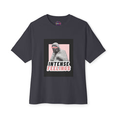 Intense Feelings – Unisex Oversized Boxy Tee - Black/Rose Print