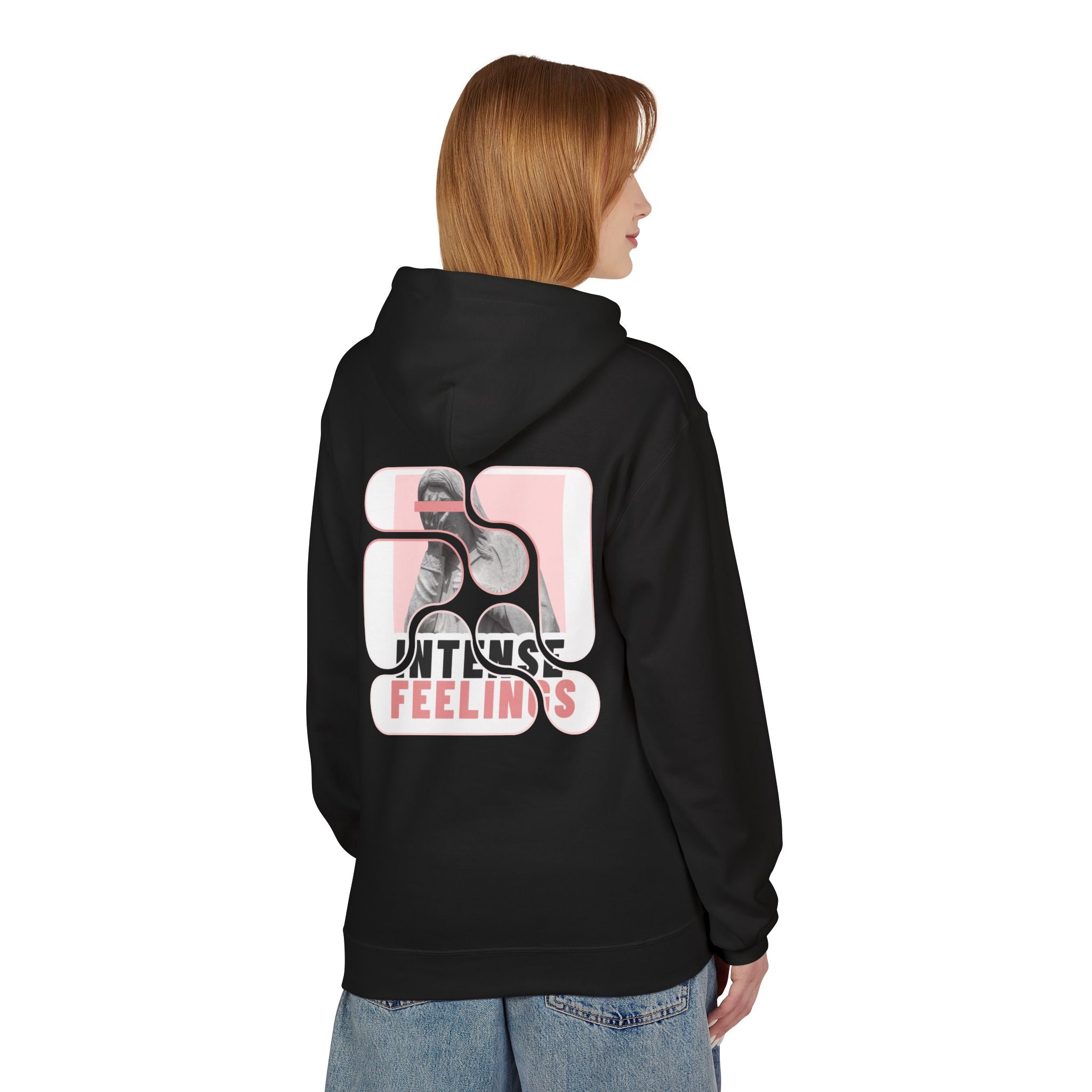 Intense Feelings Unisex Midweight Hoodie - Rose Pink Print