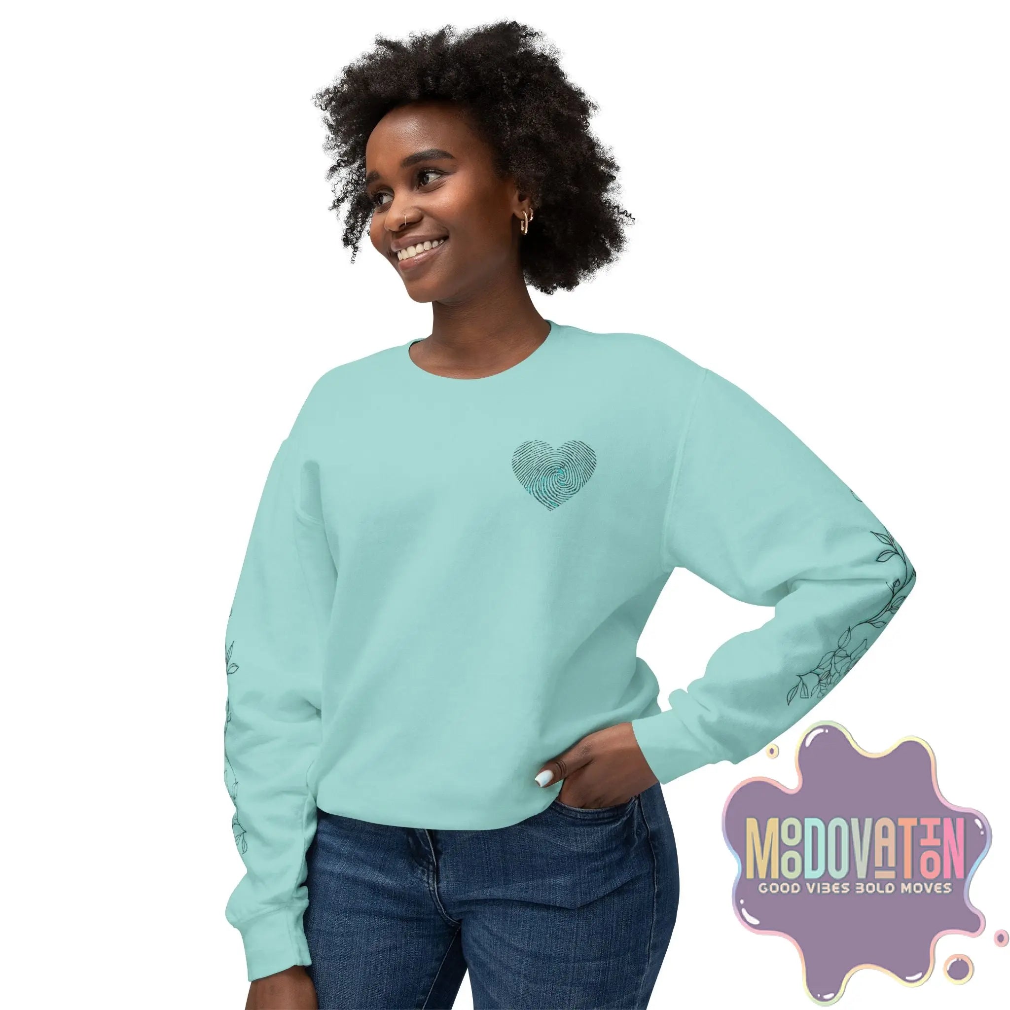 Feeling Is Healing Heart-print Unisex Lightweight Crewneck Sweater - Spring Edition Moodovation