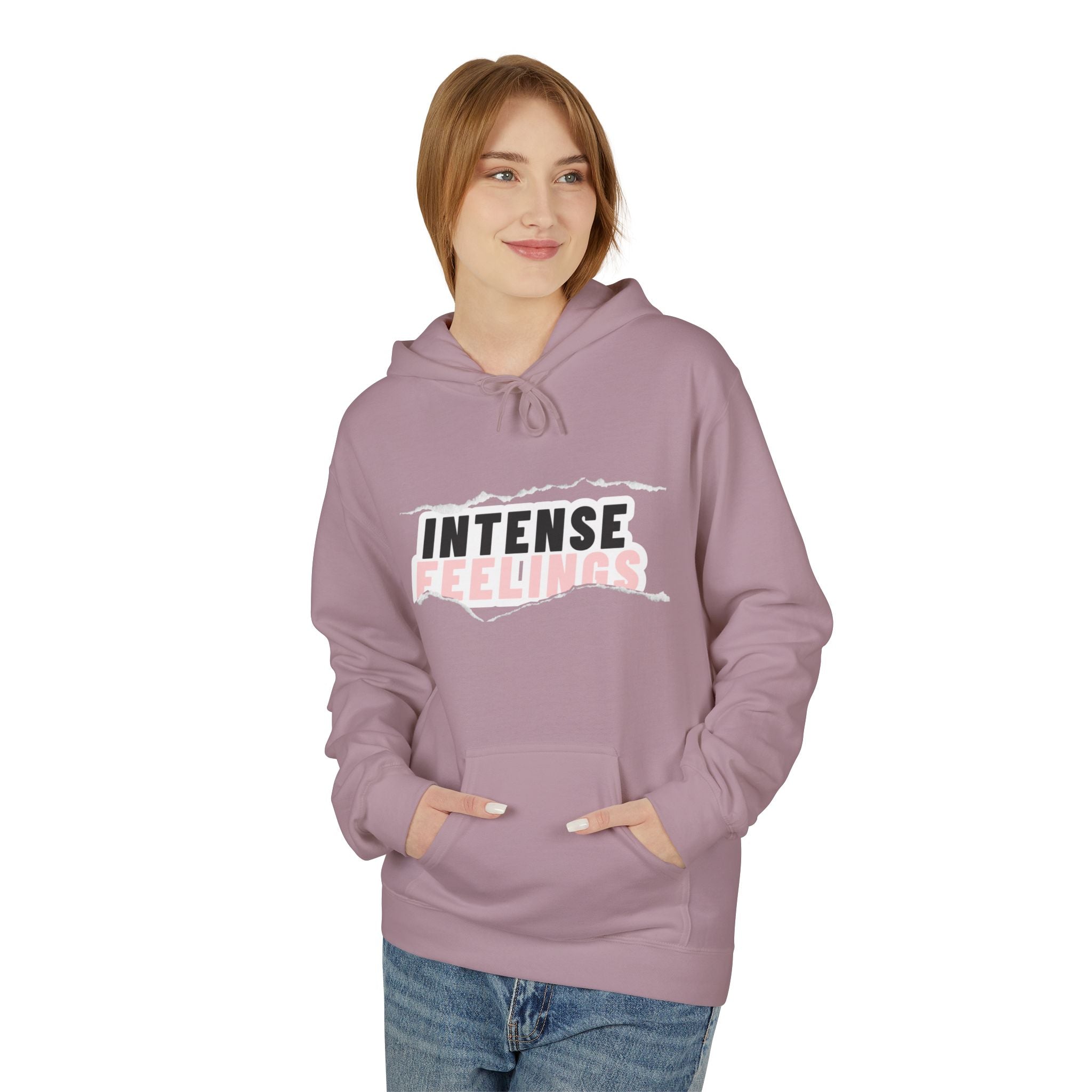 Intense Feelings Unisex Midweight Hoodie - Rose Pink Print
